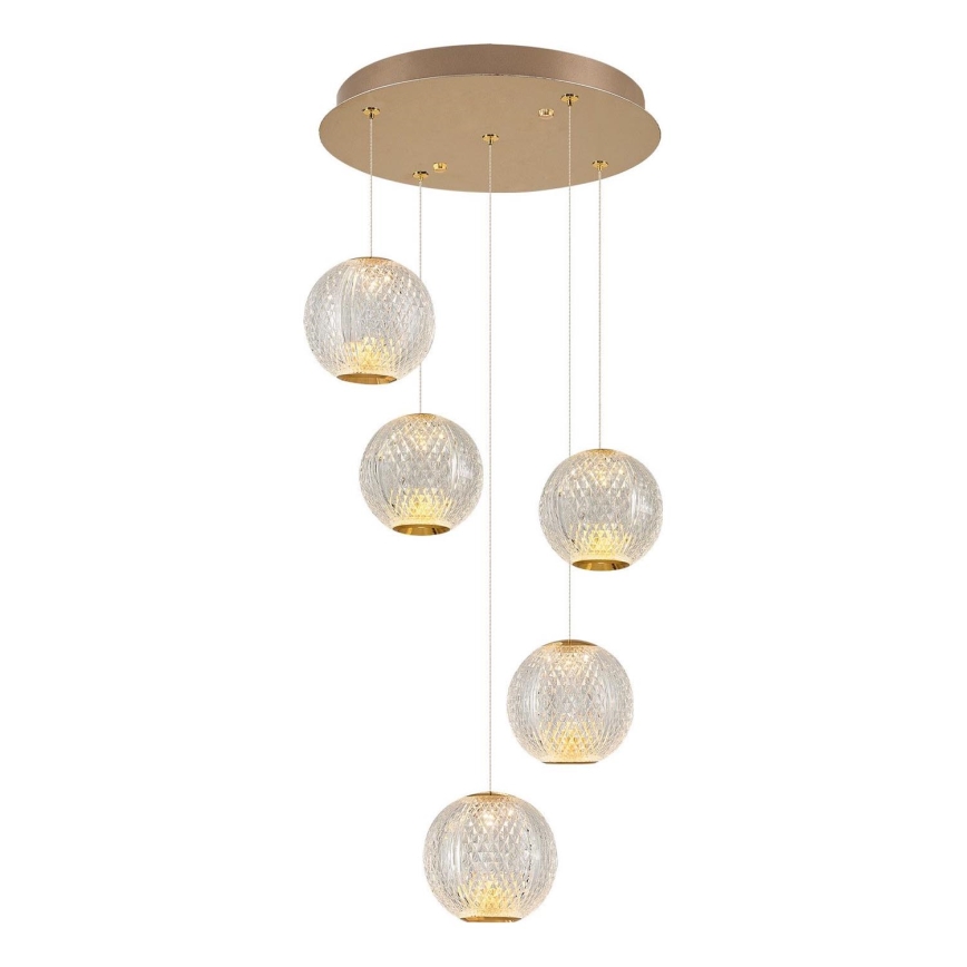 LED piektais lustrs CREMONA 5xLED/5W/230V 3000K zelta