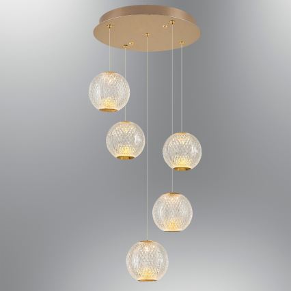 LED piektais lustrs CREMONA 5xLED/5W/230V 3000K zelta
