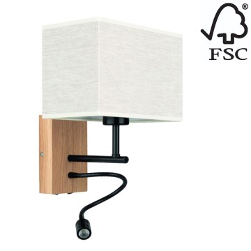 LED Pielāgojama lampa BOHO 1xE27/25W + LED/1W/230V ozolkoks – FSC sertificēts