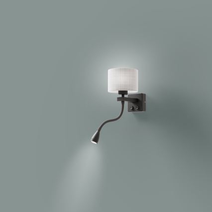 LED Pielāgojama lampa POLO 1xE27/40W+LED/2W 230V melna