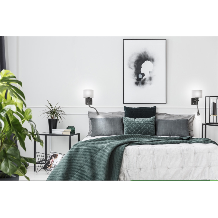 LED Pielāgojama lampa POLO 1xE27/40W+LED/2W 230V melna