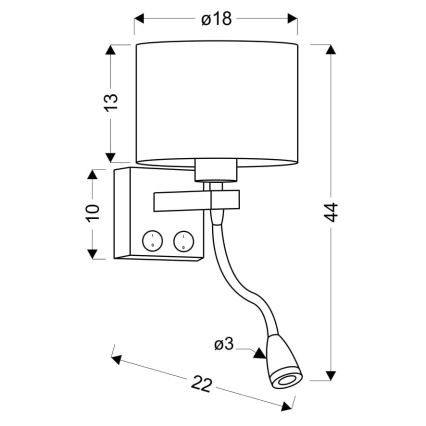 LED Pielāgojama lampa POLO 1xE27/40W+LED/2W 230V melna