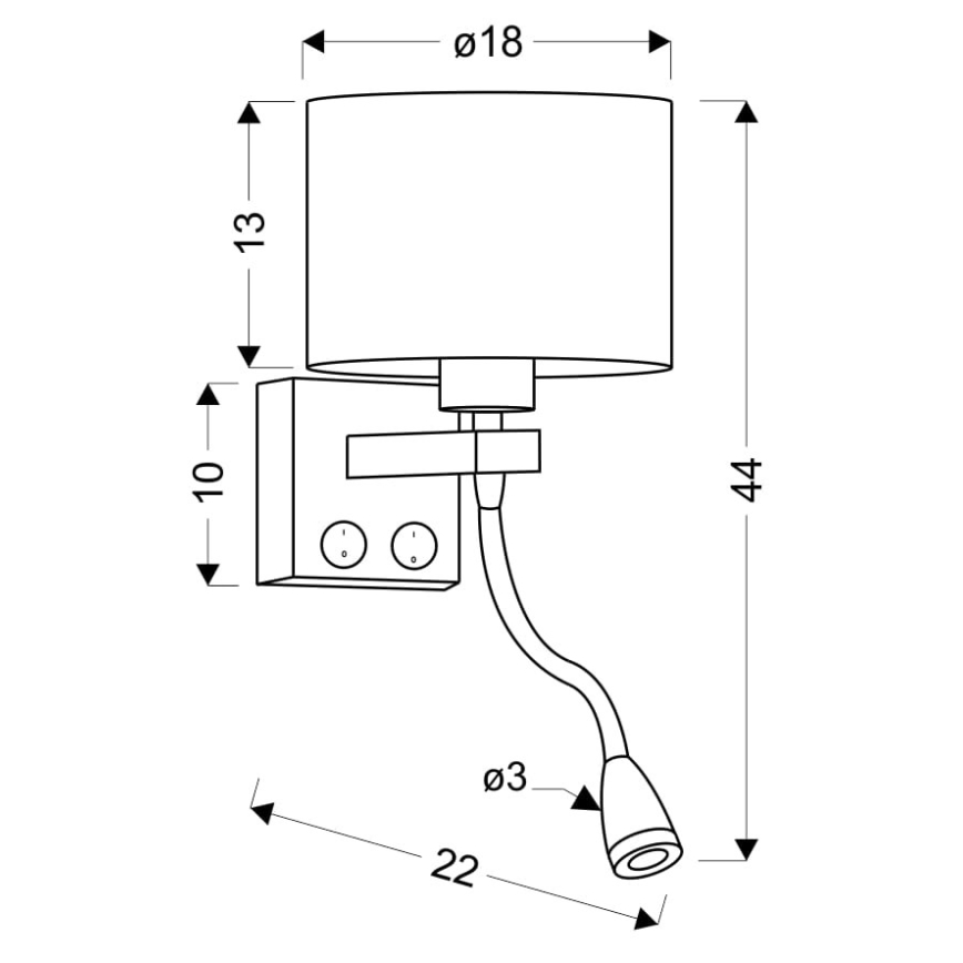LED Pielāgojama lampa POLO 1xE27/40W+LED/2W 230V melna