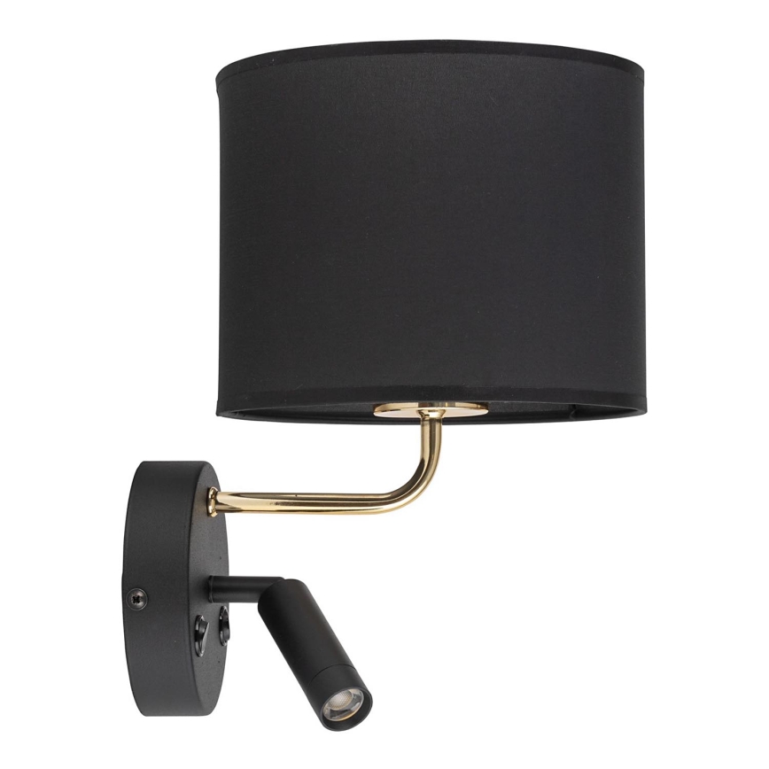 LED Pielāgojama lampa RICHI 1xE27/15W/230V + LED/3W/230V melna