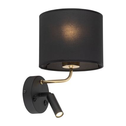 LED Pielāgojama lampa RICHI 1xE27/15W/230V + LED/3W/230V melna
