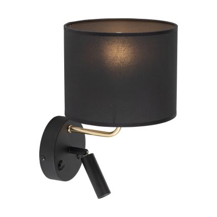 LED Pielāgojama lampa RICHI 1xE27/15W/230V + LED/3W/230V melna