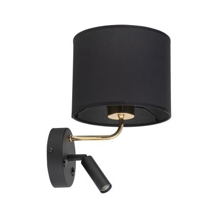 LED Pielāgojama lampa RICHI 1xE27/15W/230V + LED/3W/230V melna