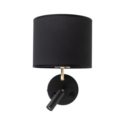 LED Pielāgojama lampa RICHI 1xE27/15W/230V + LED/3W/230V melna