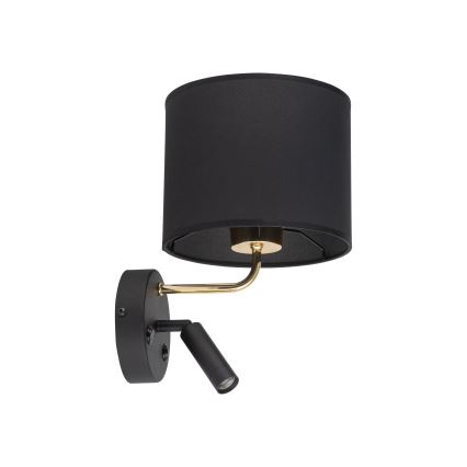LED Pielāgojama lampa RICHI 1xE27/15W/230V + LED/3W/230V melna