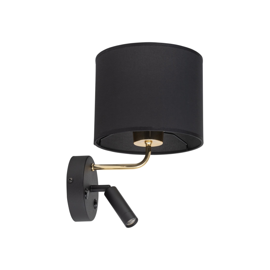 LED Pielāgojama lampa RICHI 1xE27/15W/230V + LED/3W/230V melna