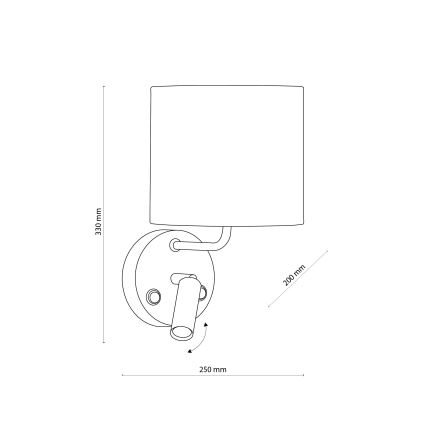 LED Pielāgojama lampa RICHI 1xE27/15W/230V + LED/3W/230V melna