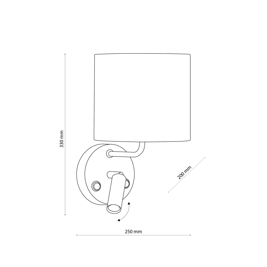 LED Pielāgojama lampa RICHI 1xE27/15W/230V + LED/3W/230V melna