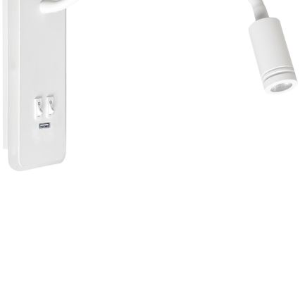 LED Pielāgojama sienas lampiņa ar USB BASE 1xLED/8W+1xLED/2W/230V balta