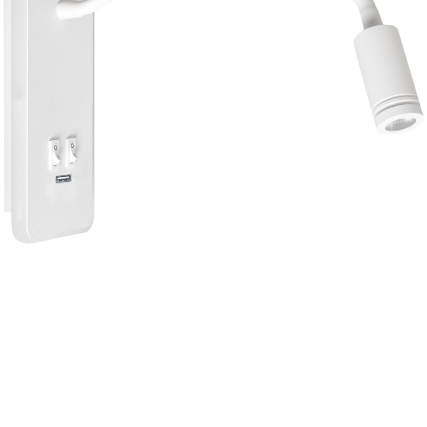 LED Pielāgojama sienas lampiņa ar USB BASE 1xLED/8W+1xLED/2W/230V balta