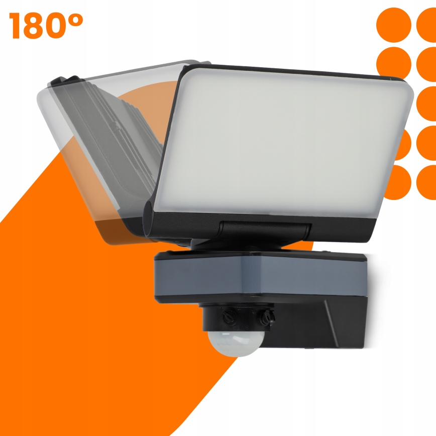 LED prožektors ar kustības un krēslas sensoru LED/24W/230V 4200K IP54 melns