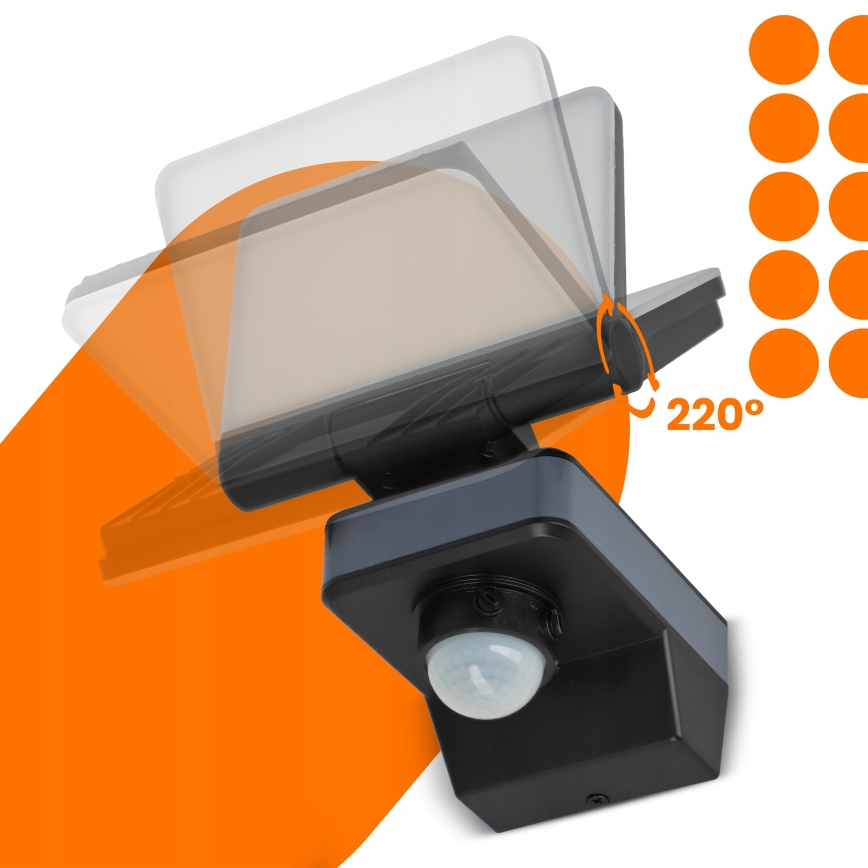 LED prožektors ar kustības un krēslas sensoru LED/24W/230V 4200K IP54 melns