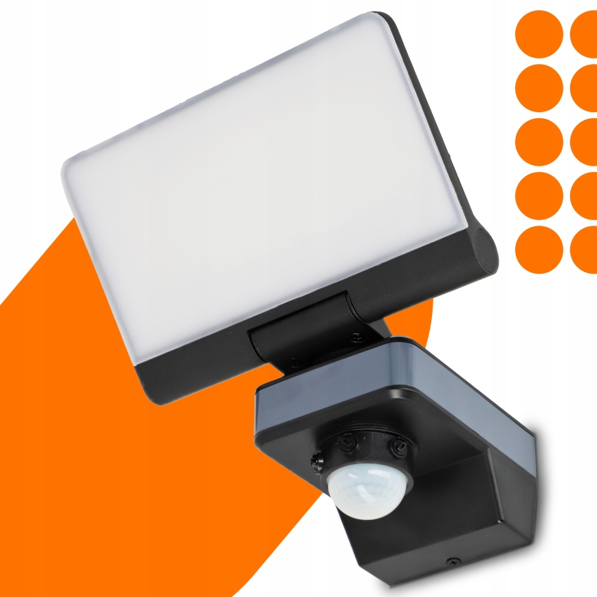 LED prožektors ar kustības un krēslas sensoru LED/44W/230V 4200K IP54 melns