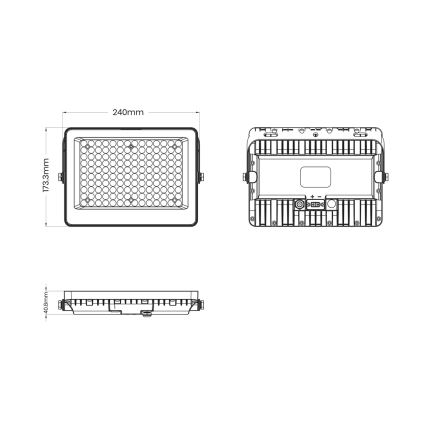 LED Prožektors ar saules enerģijas paneli FOCUS 100W/15000 mAh 3,2V 6000K IP65 + tālvadības pults