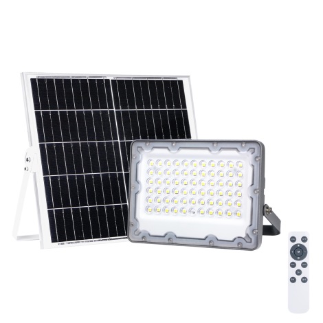 LED Prožektors ar saules enerģijas paneli FOCUS 60W/10000 mAh 3,2V 6000K IP65 + tālvadības pults