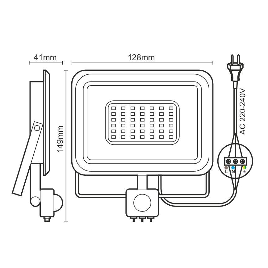 LED Prožektors ar sensoru LED/20W/230V 4000K IP44