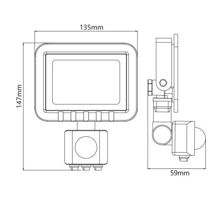 LED Prožektors ar sensoru LED/20W/230V IP65