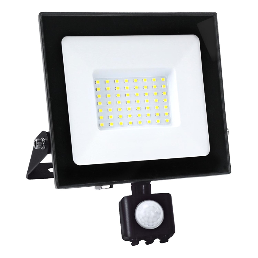 LED Prožektors ar sensoru LED/50W/230V 6500K IP44 melna