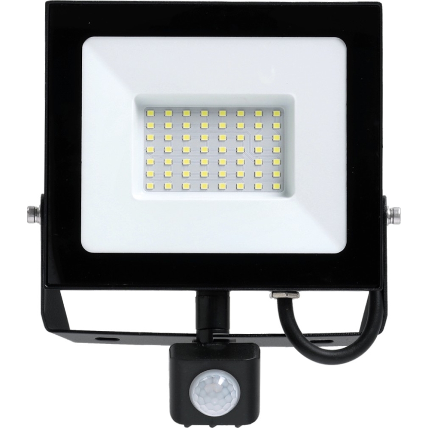 LED Prožektors ar sensoru LED/50W/230V 6500K IP44 melna