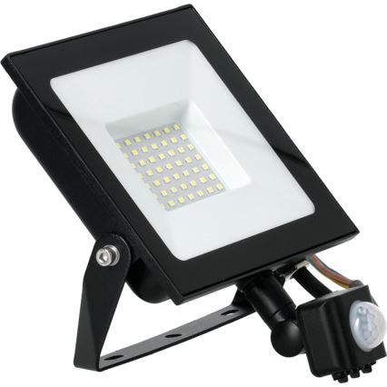 LED Prožektors ar sensoru LED/50W/230V 6500K IP44 melna