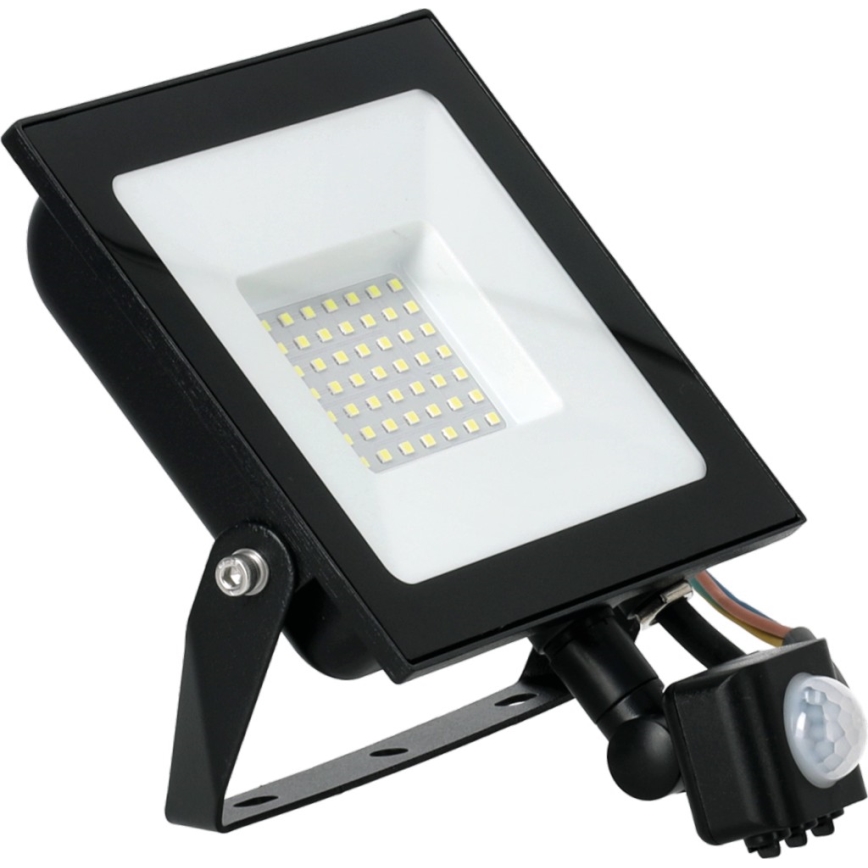 LED Prožektors ar sensoru LED/50W/230V 6500K IP44 melna