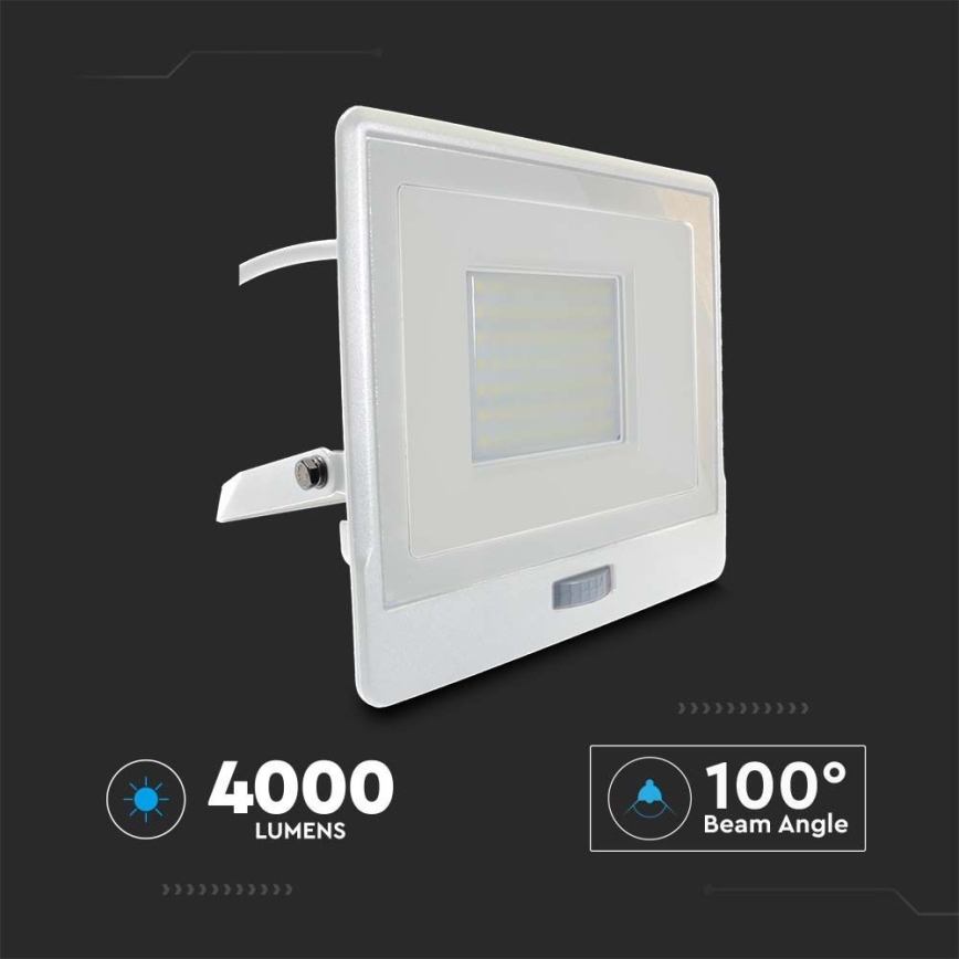 LED Prožektors ar sensoru LED/50W/230V 6500K IP65 balta