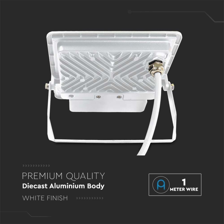 LED Prožektors ar sensoru LED/50W/230V 6500K IP65 balta