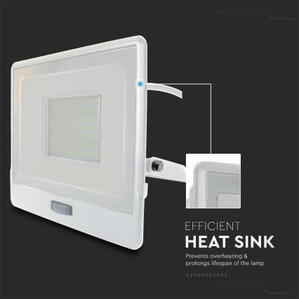 LED Prožektors ar sensoru LED/50W/230V 6500K IP65 balta