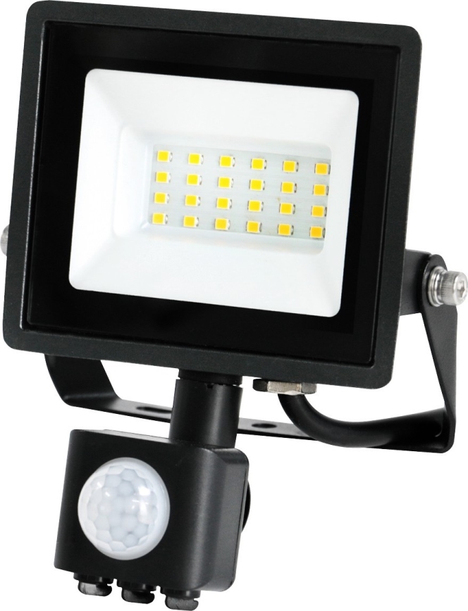 LED Prožektors ar sensoru MHC LED/20W/230V IP44 6500K melna