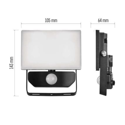 LED Prožektors ar sensoru TAMBO LED/10W/230V 4000K IP54