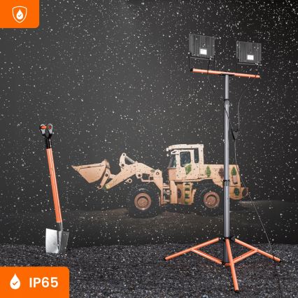 LED prožektors ar statīvu 2xLED/100W/230V 4500K IP65 melns/oranžs
