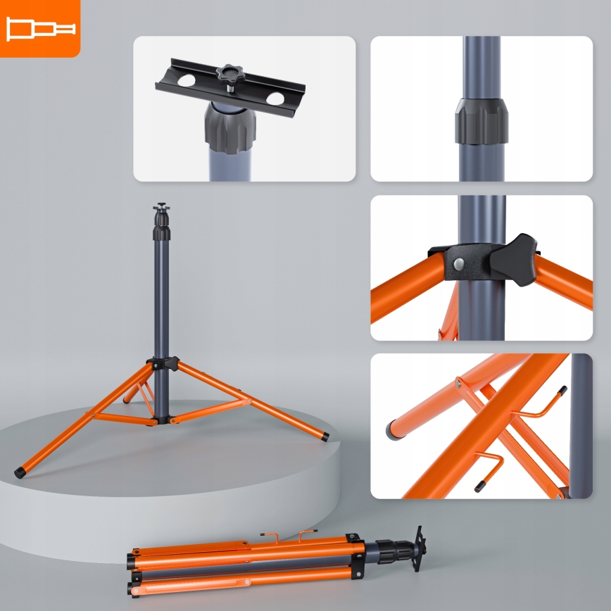 LED prožektors ar statīvu 2xLED/100W/230V 4500K IP65 melns/oranžs