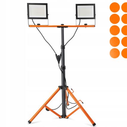 LED prožektors ar statīvu 2xLED/100W/230V 4500K IP65 melns/oranžs