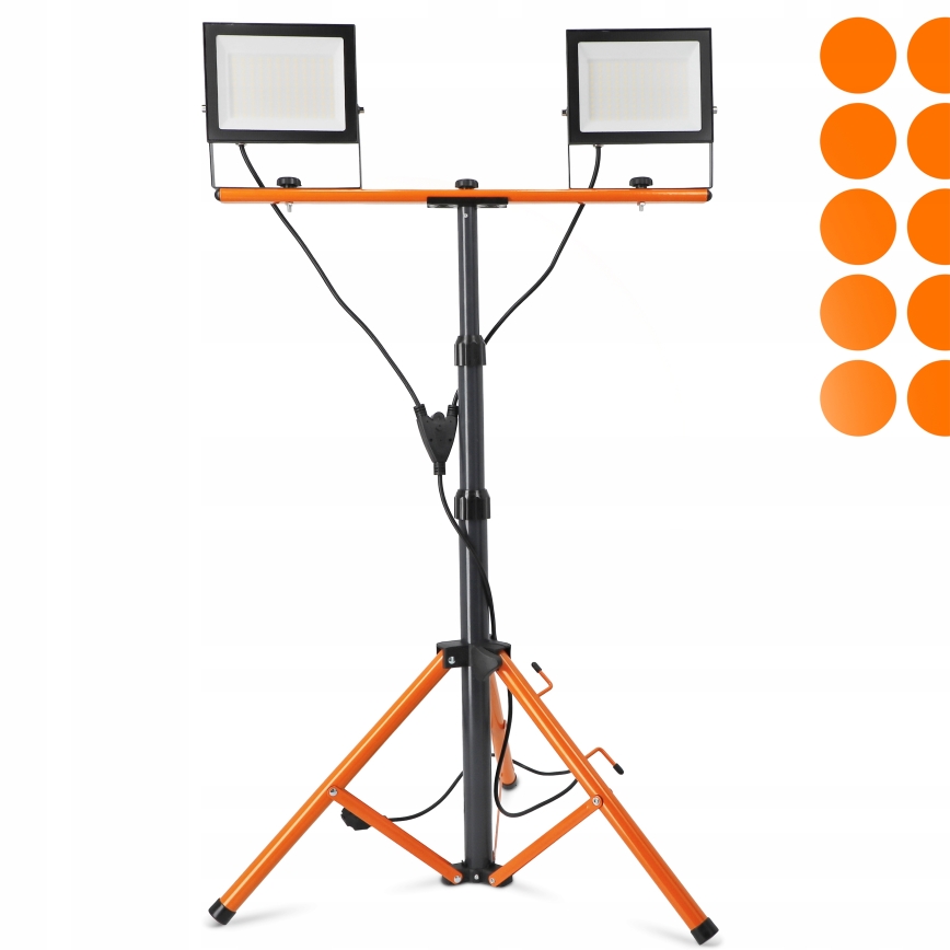 LED prožektors ar statīvu 2xLED/100W/230V 4500K IP65 melns/oranžs