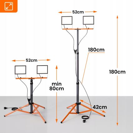 LED prožektors ar statīvu 2xLED/100W/230V 4500K IP65 melns/oranžs