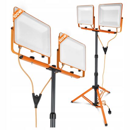 LED prožektors ar statīvu 2xLED/100W/230V 4500K IP65 oranžs