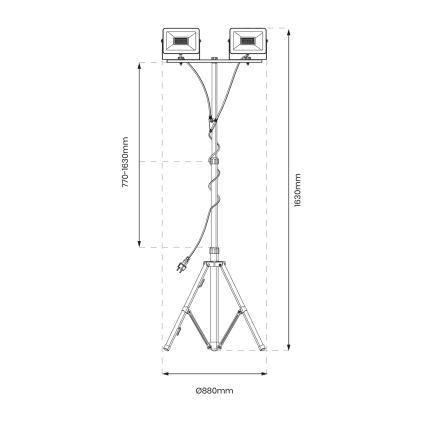 LED Prožektors ar statīvu 2xLED/30W/230V 4000K IP44