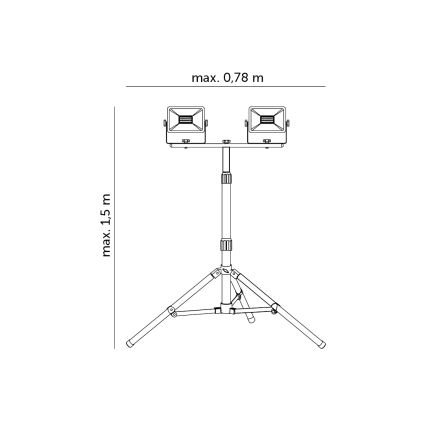LED Prožektors ar statīvu 2xLED/30W/230V IP65