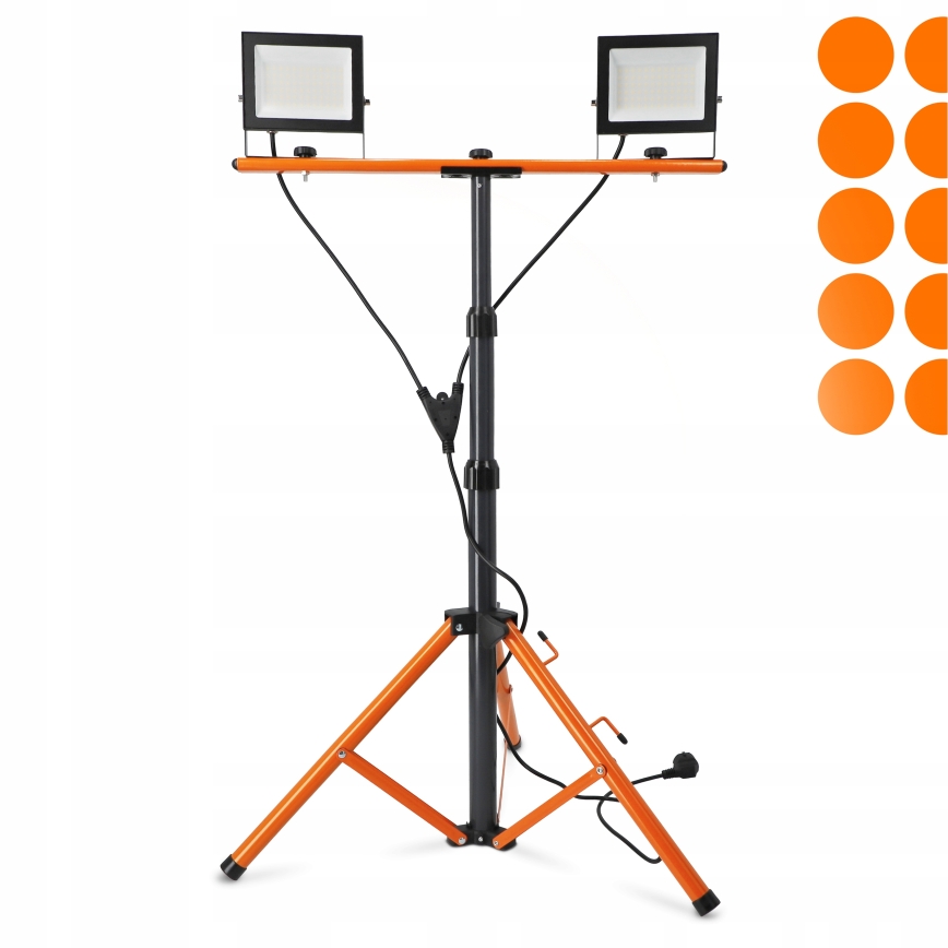 LED prožektors ar statīvu 2xLED/50W/230V 4500K IP65 melns/oranžs