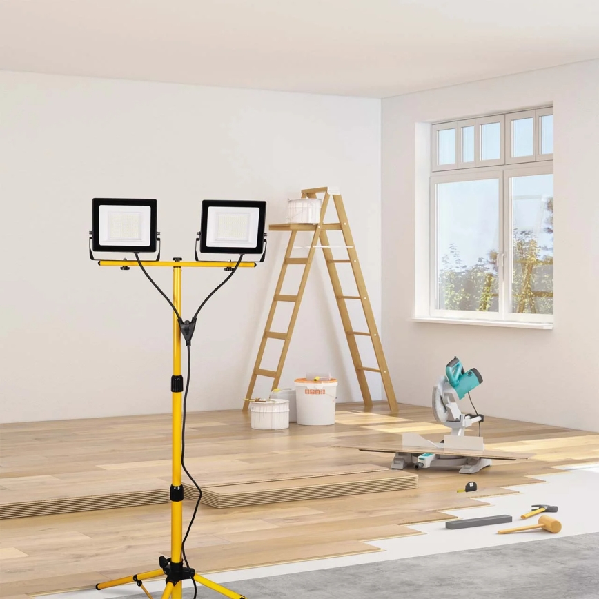 LED prožektors ar statīvu 2xLED/50W/230V 6500K IP65 dzeltens