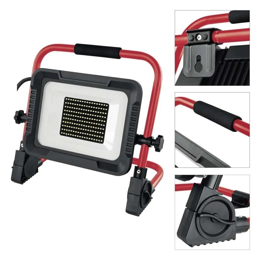 LED prožektors ar statīvu ELION LED/100W/230V 4000K IP65 sarkans/melns