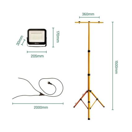 LED Prožektors ar statīvu NOCTIS 2xLED/50W/230V 4000K IP65
