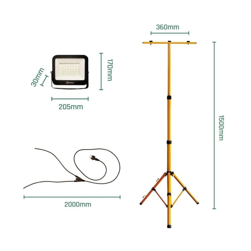 LED Prožektors ar statīvu NOCTIS 2xLED/50W/230V 4000K IP65