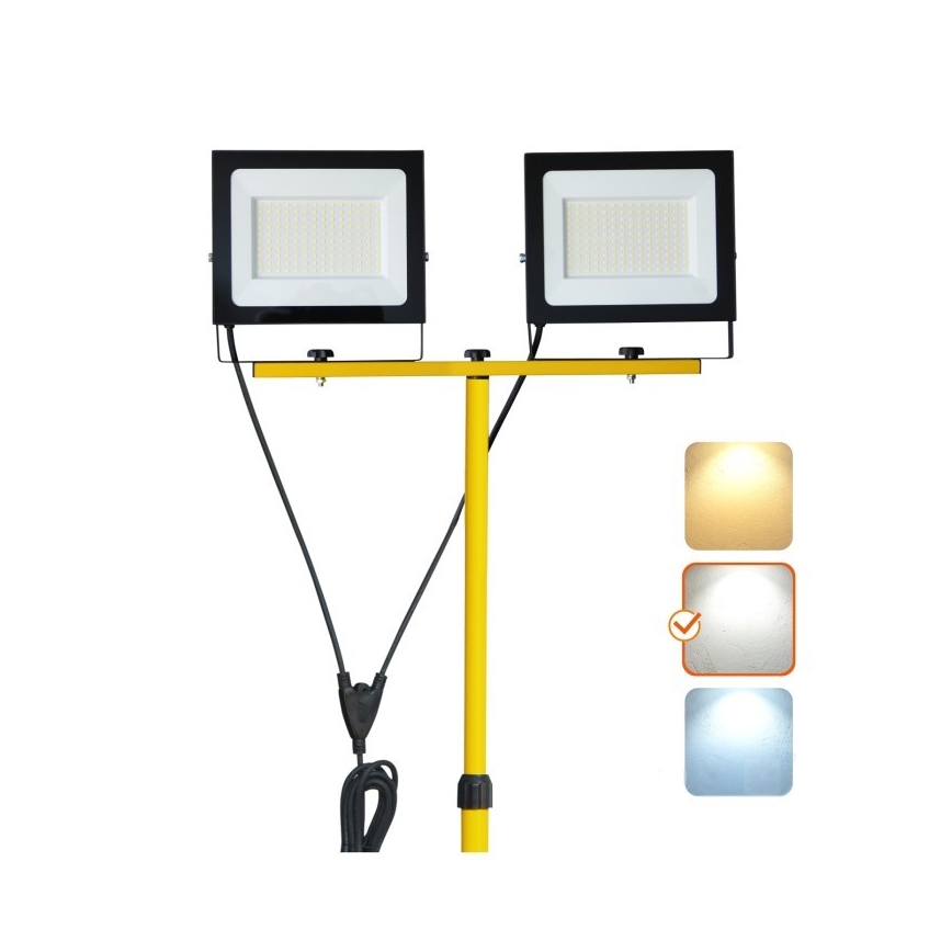 LED Prožektors ar statīvu TIGRA 2xLED/100W/230V 4000K IP54 melna/dzeltena
