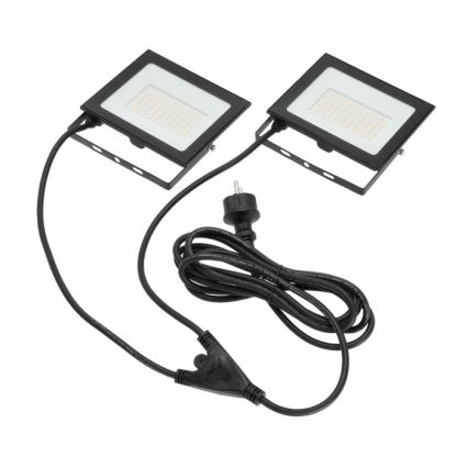 LED Prožektors ar statīvu TIGRA 2xLED/50W/230V 4000K IP54 melna/dzeltena