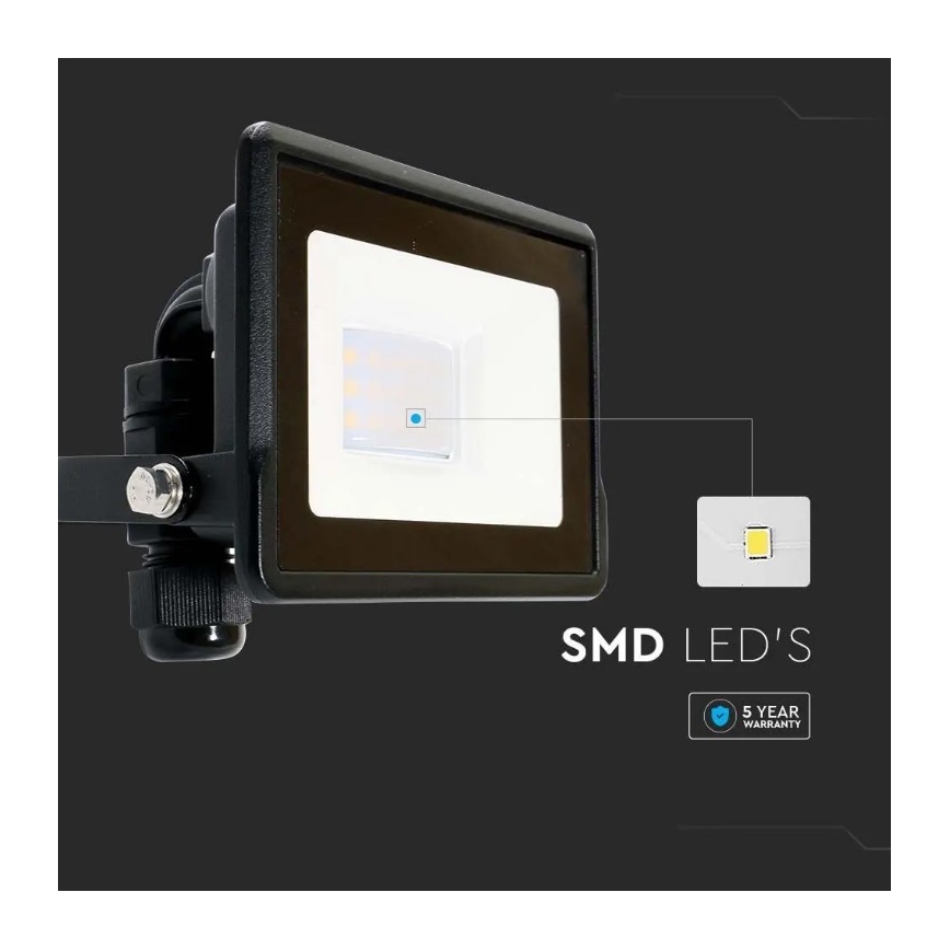 LED Prožektors ar tiešu savienojumu SAMSUNG CHIP LED/10W/230V IP65 6500K melns